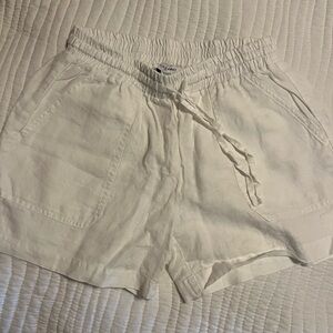 White linen shorts